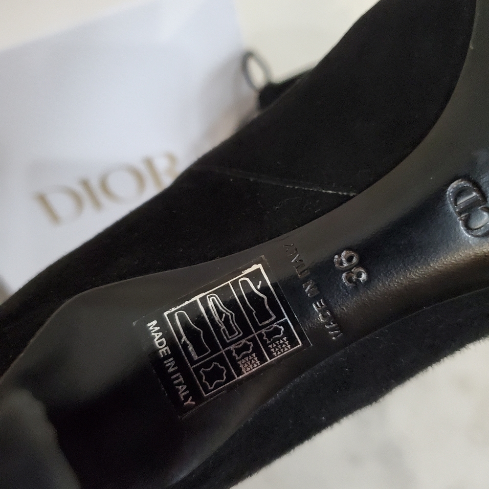 Christian Dior Black Suede Heeled Ankle Almond Toe Boot Shoe Women's Size 36 5.5 - Picture 13 of 15